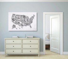 Εικόνα εκπαιδευτικό χάρτη των ΗΠΑ με επιμέρους πολιτείες σε αντίστροφη μορφή - 60x40
