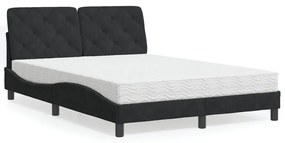 vidaXL Κρεβάτι με Στρώμα Μαύρο 140x200 εκ. Βελούδινο