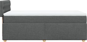 vidaXL Κρεβάτι Boxspring με Στρώμα Σκούρο Γκρι 90x200 εκ. Υφασμάτινο