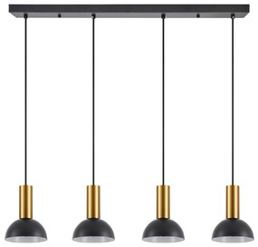 Φωτιστικό Οροφής  SE21-GM-4-4BL-MS3 ADEPT TUBE Gold Matt Pendant Black Metal Shade+ - 77-8651 - 51W - 100W - 77-8651