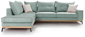 Γωνιακός καναπές δεξιά γωνία Luxury II pakoworld ύφασμα ciel-cream 290x235x95εκ - Ύφασμα - 168-000008