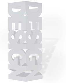 vidaXL Ομπρελοθήκη / Μπαστουνοθήκη Τετράγωνη Λευκή 48,5 εκ. Ατσάλινη