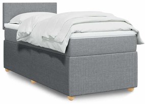 vidaXL Κρεβάτι Boxspring με Στρώμα Ανοιχτό Γκρι 80x200 εκ. Υφασμάτινο