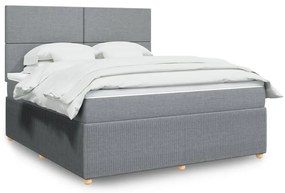 Κρεβάτι Boxspring με Στρώμα Ανοιχτό Γκρι 180x200 εκ. Υφασμάτινο