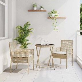 vidaXL Σετ Κήπου 3 Τεμαχίων με Μαξιλάρια σε Μπεζ Χρώμα