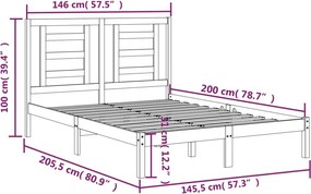 vidaXL Σκελετός Κρεβ. Χωρίς Στρώμα Λευκό 140x200 εκ Μασίφ Πεύκο