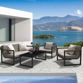 Σαλόνι Κήπου Cordoba (Σετ 4Τμχ) Ε6738 Anthracite-Beige Four Seater
