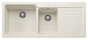 Blanco Naya 8 S Soft White SILGRANIT™ PuraDur™ Γρανιτένιος Νεροχύτης Ένθετος με 2 Γούρνες και Ποδιά Δεξιά 116x50cm