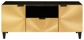 vidaXL Ντουλάπι TV Μαύρο και Χρυσό 105 x 33 x 46 εκ Μασίφ ξύλο μάνγκο