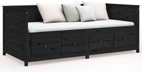 vidaXL Καναπές Κρεβάτι Μαύρος 80 x 200 εκ. από Μασίφ Ξύλο Πεύκου