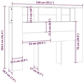 Κεφαλάρι Με Αποθηκευτικό Χώρο Γκρι Sonoma 140x18,5x104,5 εκ. - Γκρι