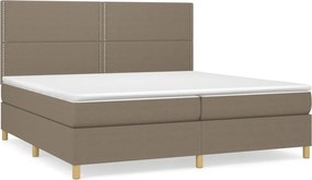vidaXL Κρεβάτι Boxspring με Στρώμα Taupe 200x200 εκ. Υφασμάτινο