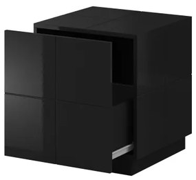 bedside cabinet REJA (set of 2) black gloss/black gloss DIOMMI CAMA-REJA-SZAFKA-NOCNA-CZ/CZ