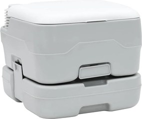 vidaXL Σετ Τουαλέτας Κάμπινγκ 2 pcs Γκρι και Λευκό