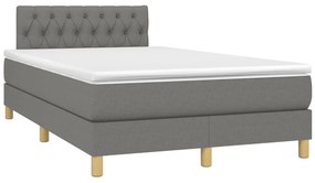 vidaXL Κρεβάτι Boxspring με Στρώμα Σκούρο Γκρι 120x190 εκ Υφασμάτινο