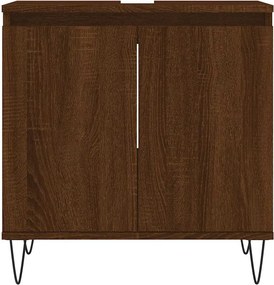 vidaXL Ντουλάπι Μπάνιου Καφέ Δρυς 58 x 33 x 60 εκ. από Επεξεργ. Ξύλο