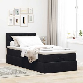 Οθωμανικό κρεβάτι με στρώμα Μαύρο 80x200cm Velvet 3311881