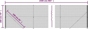 vidaXL Συρματόπλεγμα Περίφραξης Πράσινο 2 x 25 μ. με Βάσεις Φλάντζα