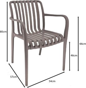 MODA-H Πολυθρόνα Στοιβαζόμενη, PP - UV Protection Απόχρωση Mocha 54x57x80cm