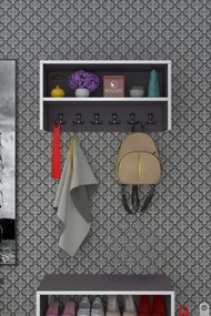 Stewehome Κρεμάστρα ρούχων με ράφι και 6 τεμάχια μοντέρνου στιλ Γκρι 70x35x35 cm