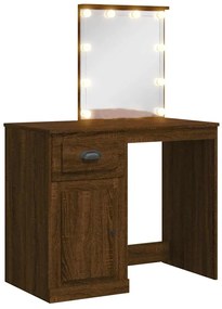 vidaXL Μπουντουάρ με LED Φώτα Καφέ Δρυς 90 x 42 x 132,5 εκ.