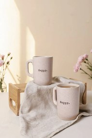 Σετ 2 τεμαχίων κεραμικές κούπες 11 cm 310 ml μοντέρνου στυλ Κρεμ