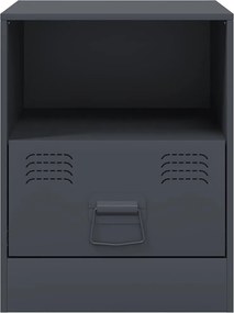 vidaXL Κομοδίνο Ανθρακί 34,5 x 39 x 44 εκ. από Χάλυβα