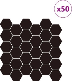 vidaXL Εξάγωνο Πλακάκι 50 pcs Μαύρο 30 x 30 cm Πολυουρεθάνη και PET