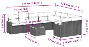 vidaXL Σαλόνι Κήπου Σετ 10 Τεμαχίων Μαύρο Συνθετικό Ρατάν με Μαξιλάρια