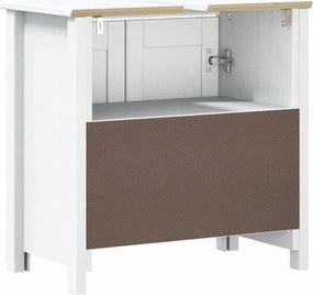 vidaXL Ντουλάπι Νιπτήρα BERG Λευκό 60 x 34 x 59 εκ. Μασίφ Ξύλο Πεύκου