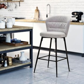 Σκαμπό Μπαρ 2τμχ Γκρι LOSANNA Γκρι και Μαύρο 59x52x108