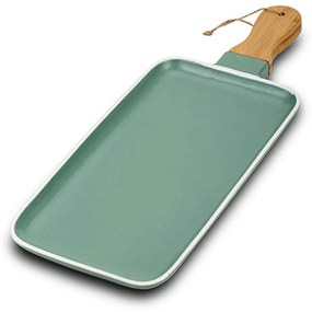 Πιατέλα Σερβιρίσματος Με Λαβή Terrestrial 10-263-130 47x18x3cm Green-Natural Nava Porcelain,Bamboo