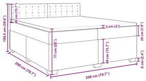 Κρεβάτι Boxspring με Στρώμα Σκούρο Γκρι 200x200 εκ. Βελούδινο - Γκρι