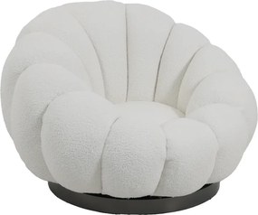 Πολυθρόνα περιστρεφόμενη Nester pakoworld μπουκλέ ύφασμα σε λευκό απόχρωση 98x97x69εκ