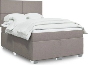 vidaXL Κρεβάτι Boxspring με Στρώμα Taupe 140x190 εκ. Υφασμάτινο