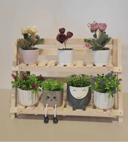 Stewehome μίνι σταντ για γλάστρες από ξύλο Μπεζ 50x20x35 cm