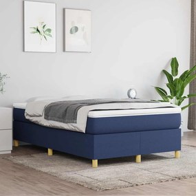 vidaXL Κρεβάτι Boxspring με Στρώμα Μπλε 120x190 εκ. Υφασμάτινο