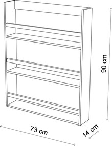 Ράφι Τοίχου Μαύρο CM 73x90x14