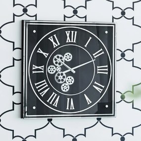 Artekko Clock Ρολόι Τοίχου με Γρανάζια Μέταλλο/Γυαλί Μαύρο (61x61x6)cm