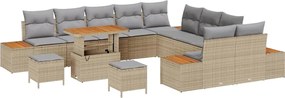vidaXL Σετ Καναπέ Κήπου 13 pcs Μπεζ συνθετικό ρατάν