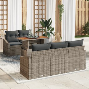 vidaXL Σετ Καναπέ 6 Τεμαχίων με Μαξιλάρια Γκρι Πολυ Ρατάν