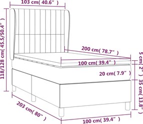 vidaXL Κρεβάτι Boxspring με Στρώμα Μαύρο 100 x 200 εκ. Υφασμάτινο