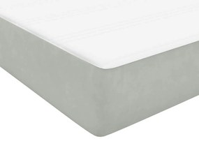 Box Spring κρεβάτι με στρώμα ανοιχτό γκρι 200x220 εκ. Βελούδινο - Γκρι