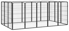 Κλουβί Σκύλου 16 Πάνελ Μαύρο 50x100 εκ. Ατσάλι με Βαφή Πούδρας
