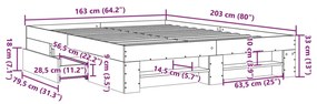 Πλαίσιο Κρεβατιού Καπνιστή Δρυς 160x200 εκ. Επεξεργασμένο Ξύλο - Καφέ