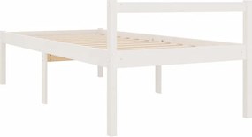 vidaXL Κρεβάτι Ηλικιωμένων Λευκό 75x190 εκ Μασίφ Πεύκο Small Single