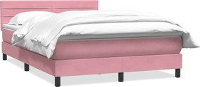 vidaXL Box Spring κρεβάτι με στρώμα ροζ 140x220 cm Βελούδινο