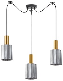 SE21-GM-4-BL3-GL1 ADEPT TUBE Gold Matt Pendant Smoked Glass+