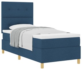 vidaXL Κρεβάτι με Στρώμα Μπλε 90x200 εκ Υφασμάτινο