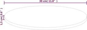 vidaXL Επιφάνεια Τραπεζιού Στρογγυλή Ø30x1,5 εκ. Μασίφ Ξύλο Δρυς